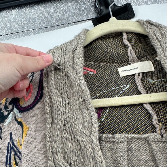 Anthropologie Sleeping On Snow Cardigan Embroidered Floral Print Size Medium - Picture 9 of 9